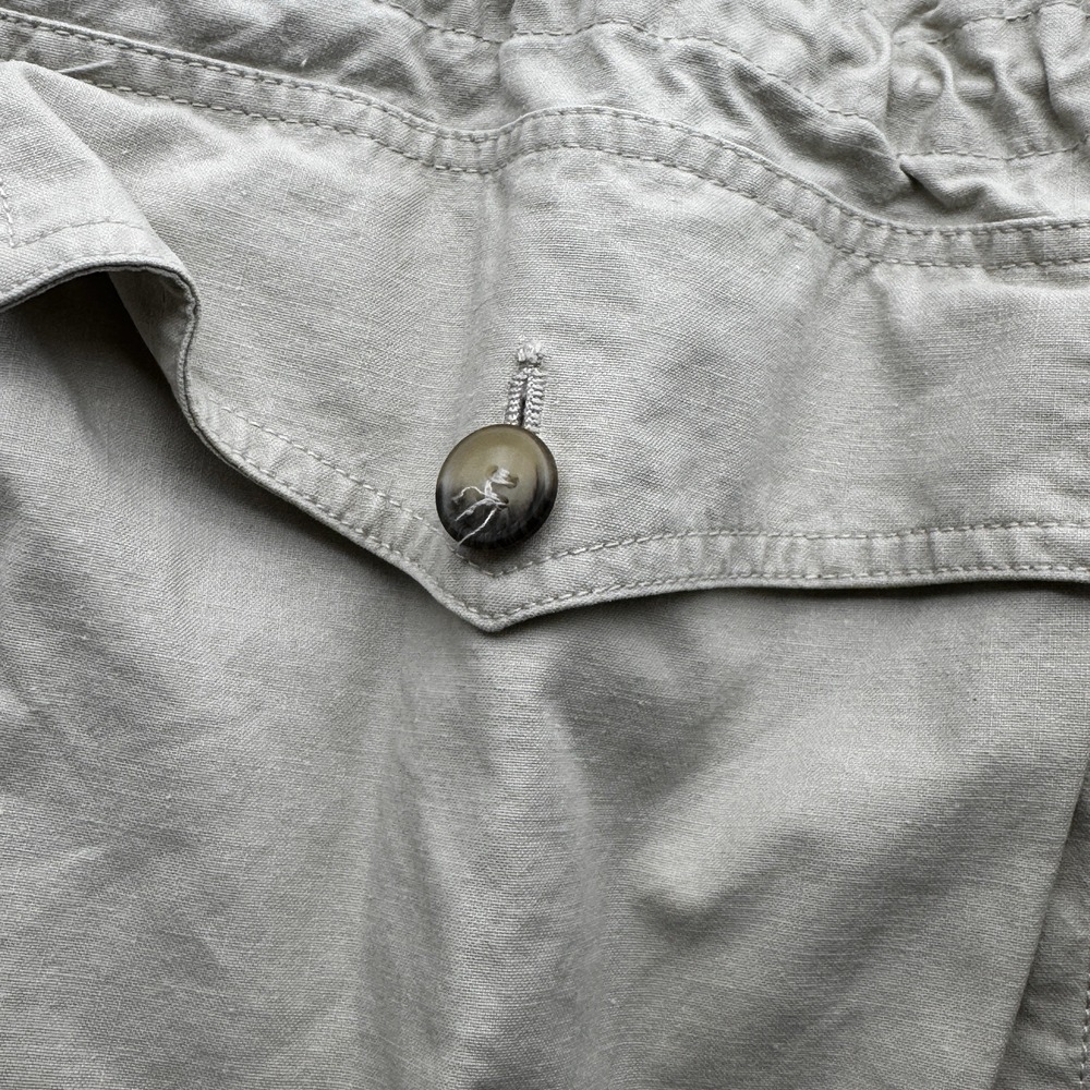 Vintage 1980s Banana Republic L Large Safari Jacket Shirt Shacket Cream Cotton - Picture 3 of 16